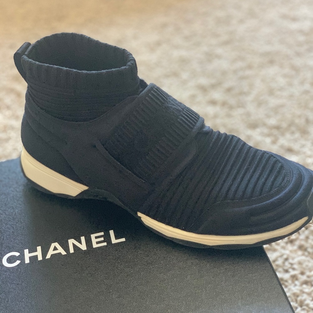 Chanel Black Stretch Sneakers 39 (Women’s 8) - Picture 2 of 9